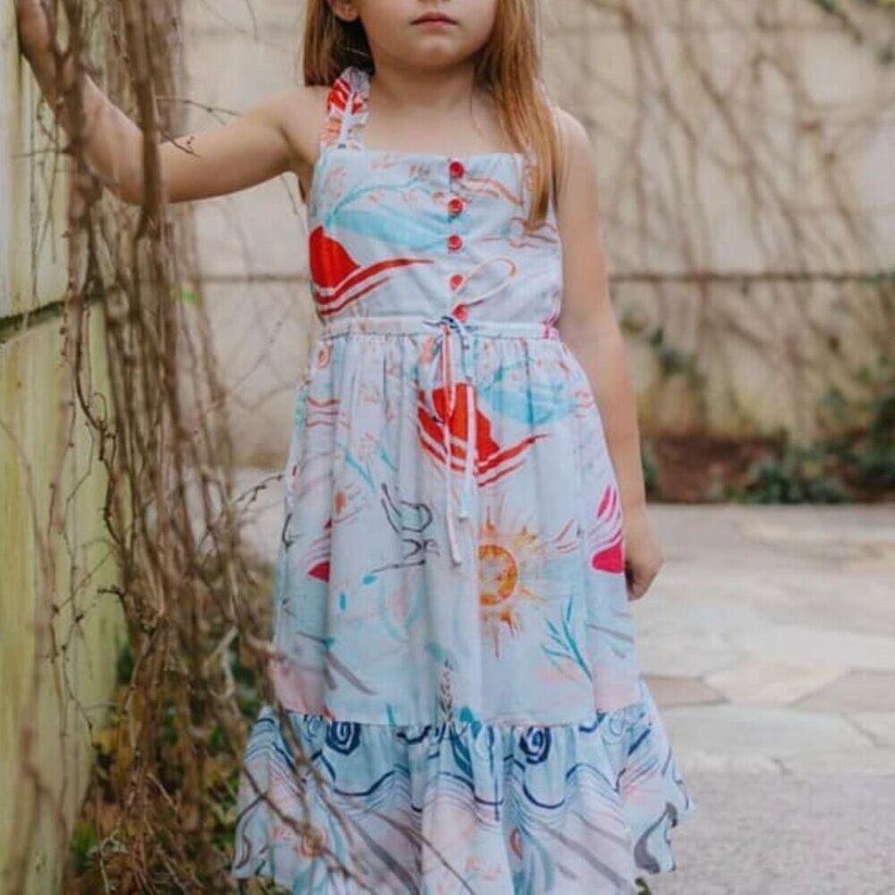 Bijou Sauvage Hakuna Moscato Brett Long Lightweight Ruffle Maxi Sun Dress size 6